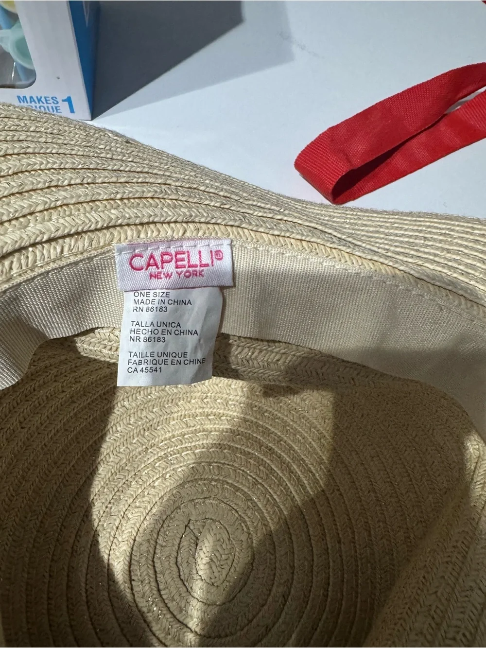 Capelli of New York Beige Straw Sun Hat with Multicolor Pom Poms